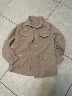 Lightweight Beige Utility Shirt Jacket